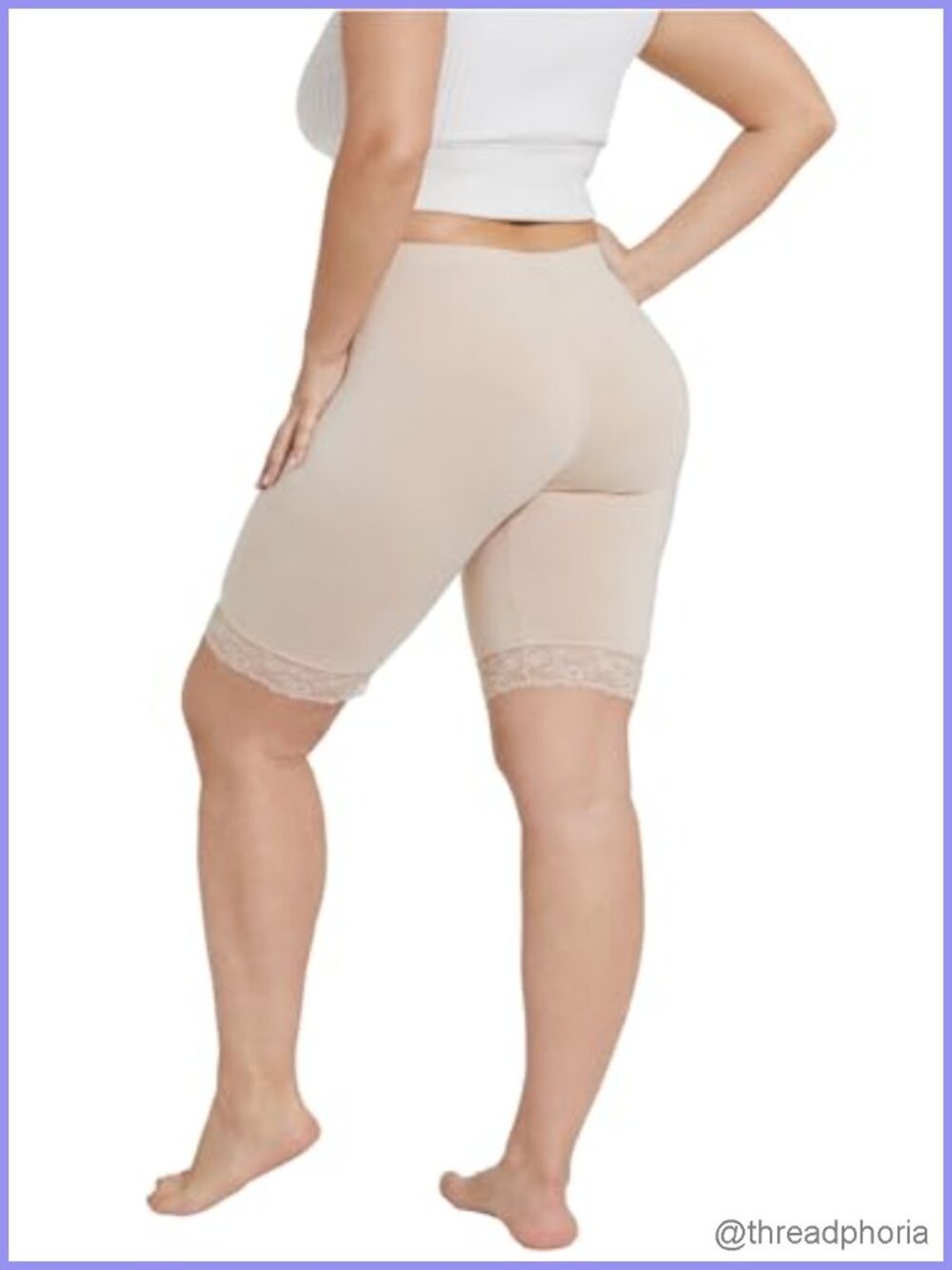Plus Size Slip Shorts Soft Modal Lace Trim Anti-Chafing Under Dress